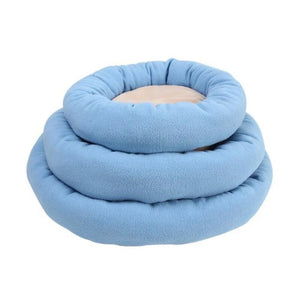 Round, Waterproof Doggy Bed With Pawprint, Blue Color