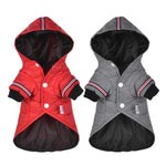 Load image into Gallery viewer, Gray &amp; Red Outdoor Hoodie Dog Jacket
